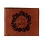 Tropical Leaves Border Leatherette Bifold Wallet - Single Sided (Personalized)