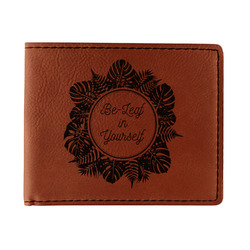 Tropical Leaves Border Leatherette Bifold Wallet (Personalized)