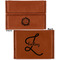 Tropical Leaves Border Leather Business Card Holder - Front Back