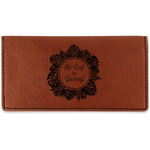 Tropical Leaves Border Leatherette Checkbook Holder (Personalized)