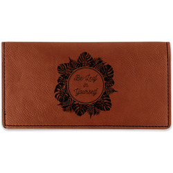 Tropical Leaves Border Leatherette Checkbook Holder - Double Sided (Personalized)