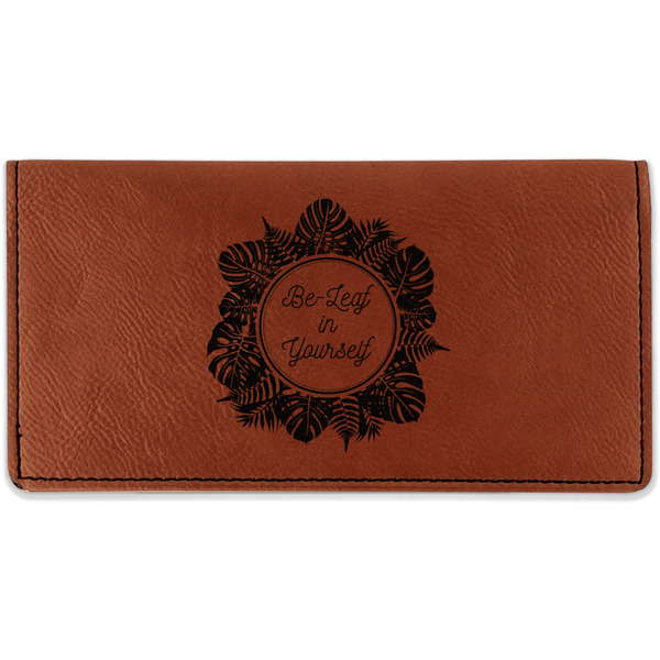 Custom Tropical Leaves Border Leatherette Checkbook Holder (Personalized)