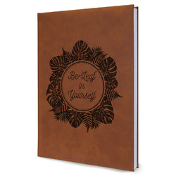 Tropical Leaves Border Leather Sketchbook - Large - Double Sided (Personalized)