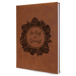 Tropical Leaves Border Leather Sketchbook - Large - Single Sided (Personalized)