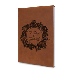 Tropical Leaves Border Leather Sketchbook - Small - Double Sided (Personalized)