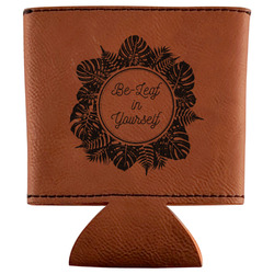 Tropical Leaves Border Leatherette Can Sleeve (Personalized)