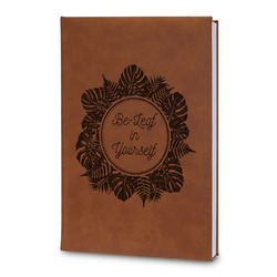 Tropical Leaves Border Leatherette Journal - Large - Double Sided (Personalized)