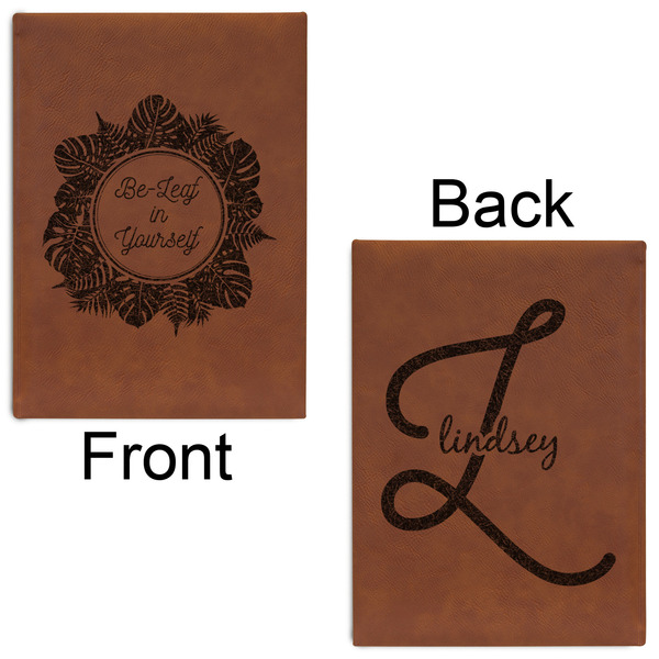 Tropical Leaves Border Leatherette Journals - Large - Double Sided - Front & Back View