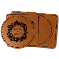 Tropical Leaves Border Faux Leather Iron On Patch (Personalized)