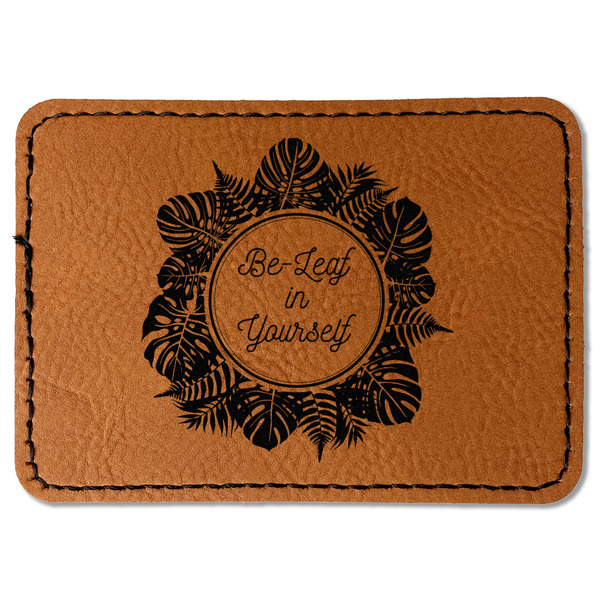 Custom Tropical Leaves Border Faux Leather Iron On Patch - Rectangle (Personalized)