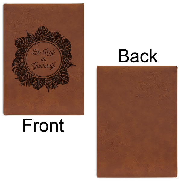 Tropical Leaves Border Leatherette Sketchbooks - Large - Single Sided - Front & Back View