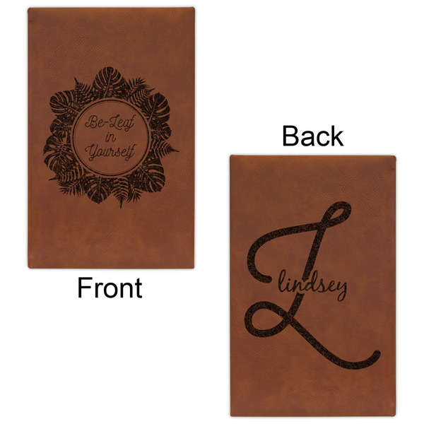 Tropical Leaves Border Leatherette Sketchbooks - Small - Double Sided - Front & Back View
