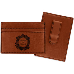 Tropical Leaves Border Leatherette Wallet with Money Clip (Personalized)