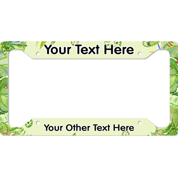 Custom Tropical Leaves Border License Plate Frame (Personalized)