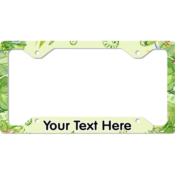 Custom Tropical Leaves Border License Plate Frame - Style C (Personalized)