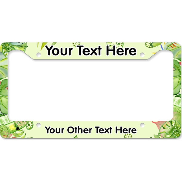 Custom Tropical Leaves Border License Plate Frame - Style B (Personalized)