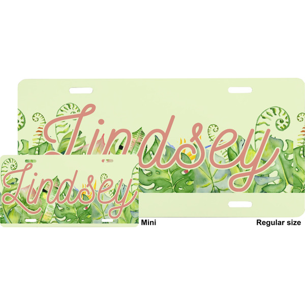 Tropical Leaves Border License Plate (Sizes)