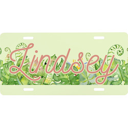 Tropical Leaves Border Front License Plate (Personalized)