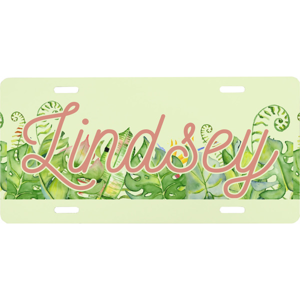 Custom Tropical Leaves Border Front License Plate (Personalized)