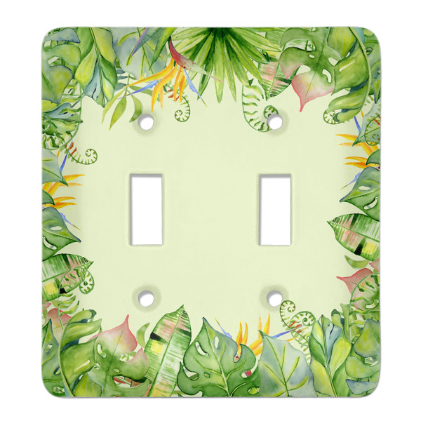 Custom Tropical Leaves Border Light Switch Cover (2 Toggle Plate)