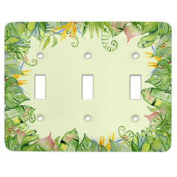 Tropical Leaves Border Light Switch Cover (3 Toggle Plate)