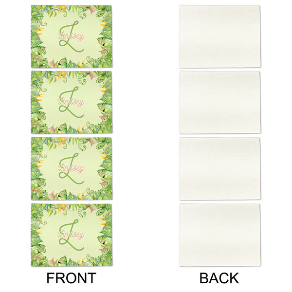 Tropical Leaves Border Linen Placemat - APPROVAL Set of 4 (single sided)