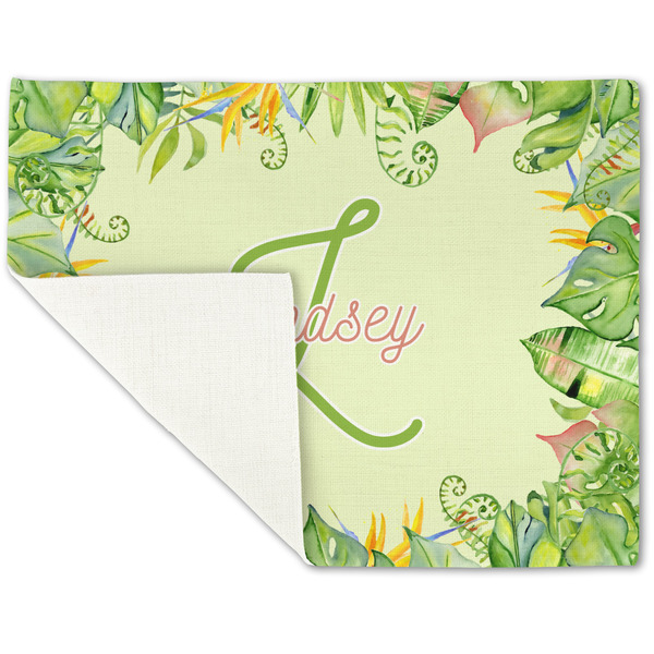 Tropical Leaves Border Linen Placemat - Folded Corner (single side)