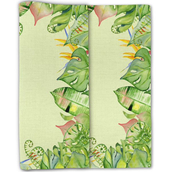 Tropical Leaves Border Linen Placemat - Folded Half (double sided)