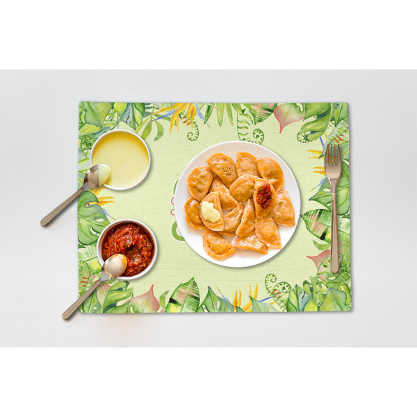 Tropical Leaves Border Linen Placemat - Lifestyle (single)