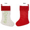 Tropical Leaves Border Linen Stockings w/ Red Cuff - Front & Back (APPROVAL)