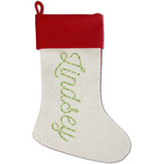 Tropical Leaves Border Red Linen Stocking (Personalized)