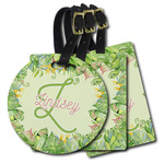 Tropical Leaves Border Plastic Luggage Tag (Personalized)