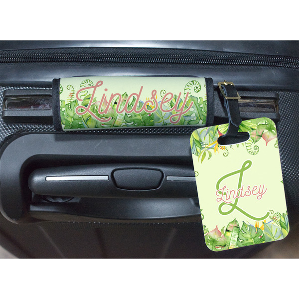Tropical Leaves Border Luggage Wrap & Tag