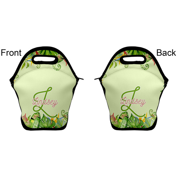 Tropical Leaves Border Lunch Bag - Front and Back