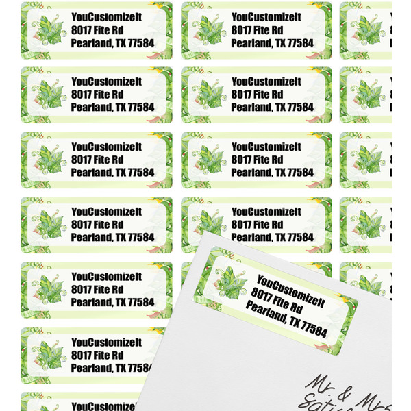Tropical Leaves Border Mailing Label on Envelope - Multiple Labels