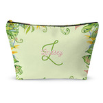 Tropical Leaves Border Makeup Bag - Large - 12.5"x7" (Personalized)