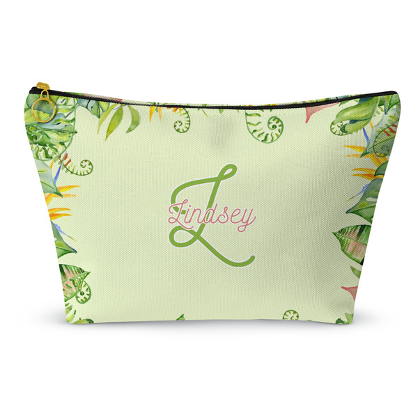 Custom Tropical Leaves Border Makeup Bag (Personalized)