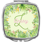 Tropical Leaves Border Compact Makeup Mirror (Personalized)