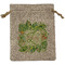 Tropical Leaves Border Medium Burlap Gift Bag - Front