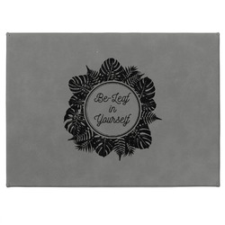 Tropical Leaves Border Medium Gift Box w/ Engraved Leather Lid (Personalized)