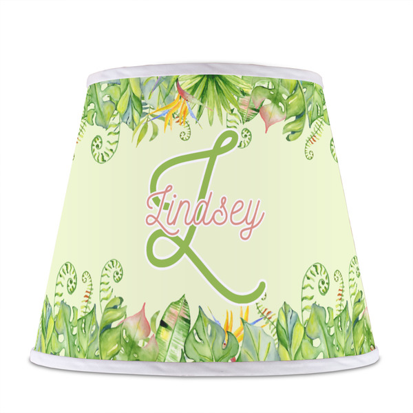 Tropical Leaves Border Poly Film Empire Lampshade - Front View