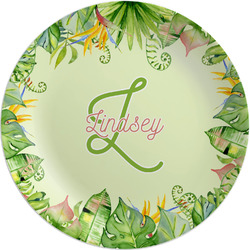 Tropical Leaves Border Melamine Salad Plate - 8" (Personalized)