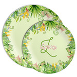 Tropical Leaves Border Melamine Plate (Personalized)