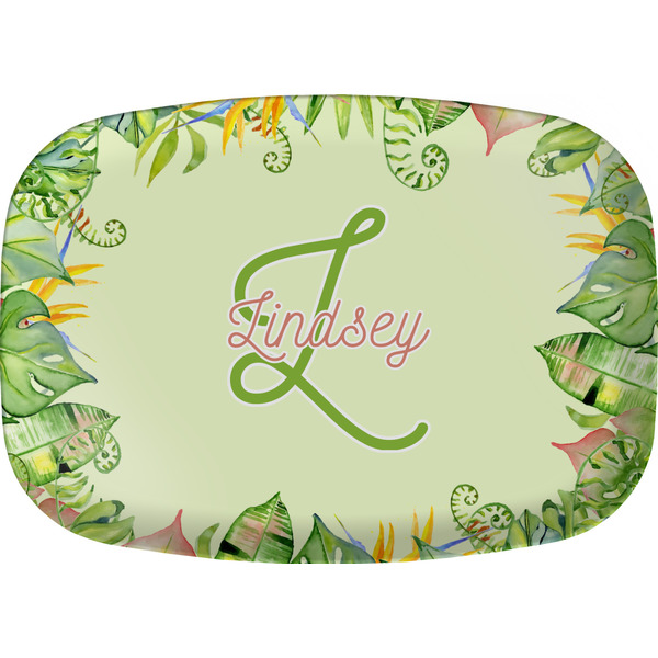 Custom Tropical Leaves Border Melamine Platter (Personalized)
