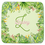 Tropical Leaves Border Memory Foam Bath Mat - 48"x48" (Personalized)
