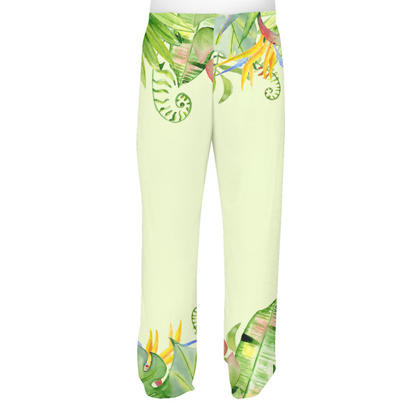 Tropical Leaves Border Men's Pjs Back - on model