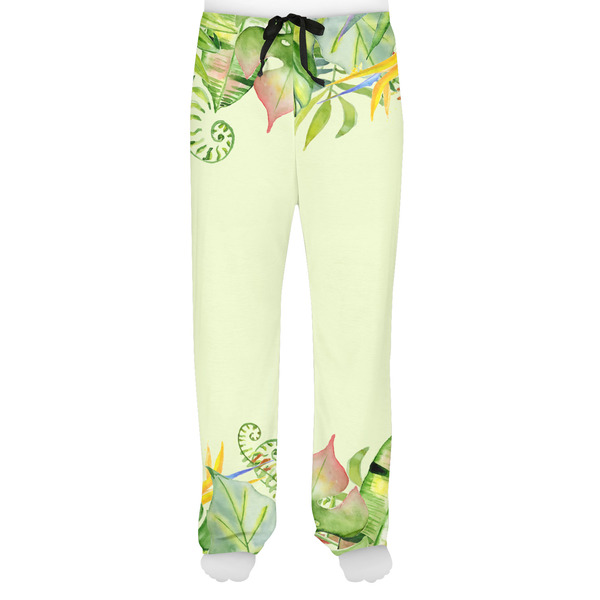 Tropical Leaves Border Men's Pjs Front - on model