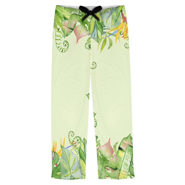 Custom Tropical Leaves Border Mens Pajama Pants - 2XL