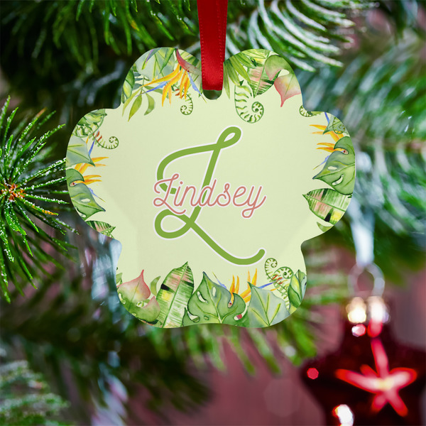 Tropical Leaves Border Metal Paw Ornament - Lifestyle