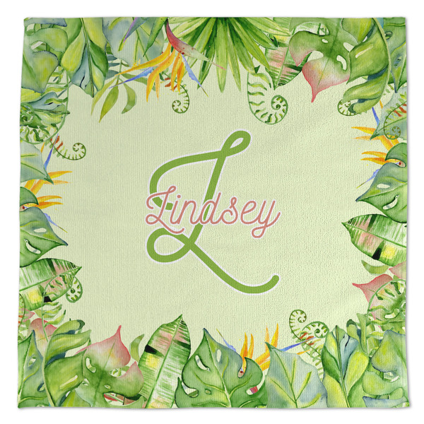 Custom Tropical Leaves Border Microfiber Dish Towel (Personalized)